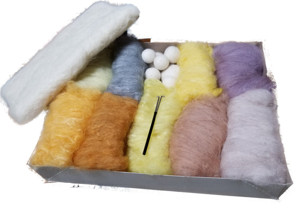 100% Wool Felting Mat with Naturally dyed wool & Felting Needles